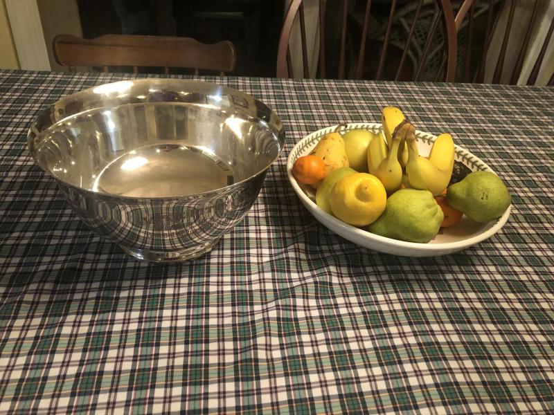 The Jackie Pitts Cup sits next to a bowl of fruit in the Fred kitchen. The cup will be delivered to the girls’ lacrosse banquet June 21.